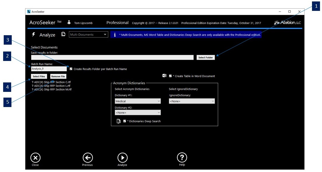 Screen image of the Multi-Documents panel