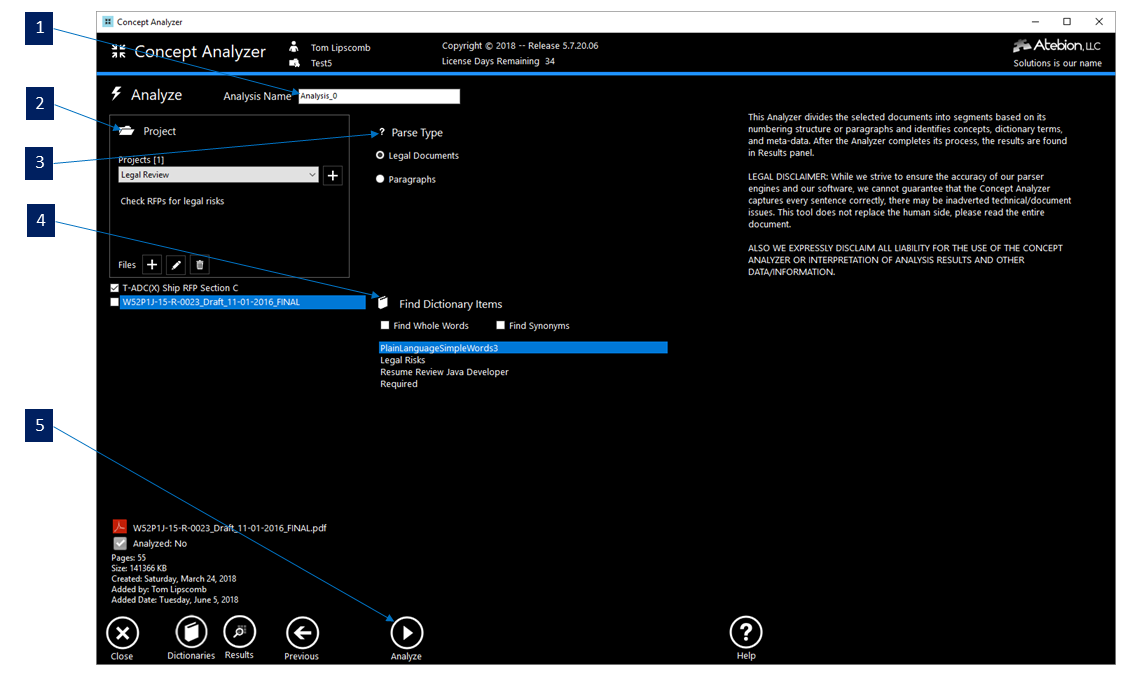 Screen image of the Analyze panel with details