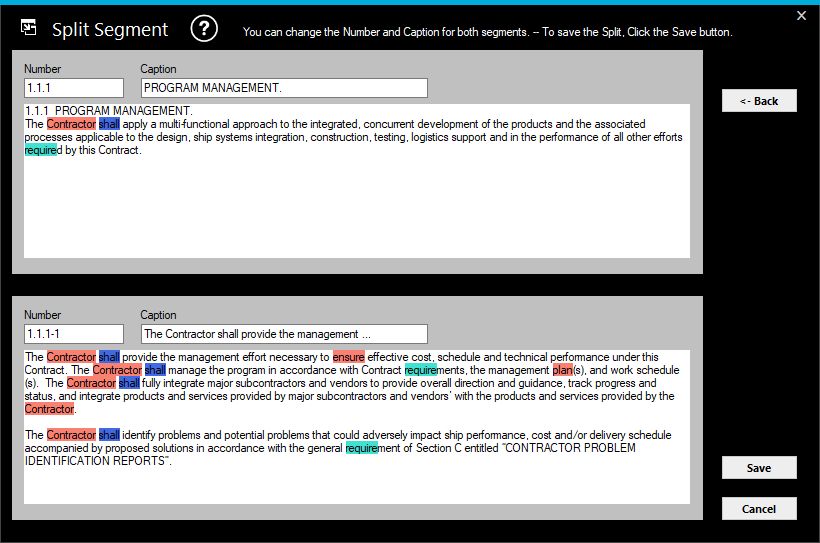 Screen image of the Analysis Results panel