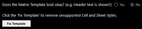 Image of the Fix Matrix Template button